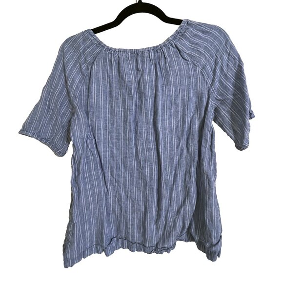 Talbots Striped Button-Down Scoop Neck Blouse - Picture 2 of 4